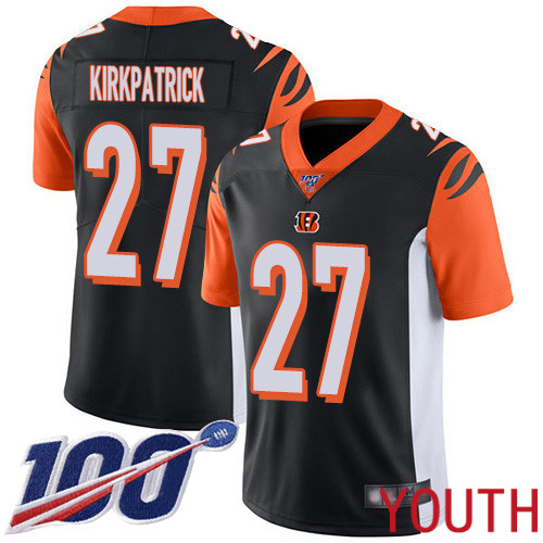 Cincinnati Bengals Limited Black Youth Dre Kirkpatrick Home Jersey NFL Footballl #27 100th Season Vapor Untouchable